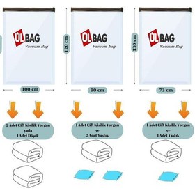 Resim 5'li Vakumlu Saklama Poşet Seti-3 Yorgan, Battaniye, Yastık Vakumlu Hurç - Vakumlu Torba Şeffaf 