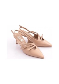 Resim Dgn 6655 Kadin Üstü Kemer Aksesuarli Topuklu Ayakkabi 6655-424-R0152 Bej 