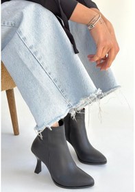 Resim Mişha Siyah Cilt Topuklu Bot Çok Renkli 