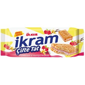 Resim Ülker İkram Frambuazlı Vanilya Kremalı Bisküvi 87 G 