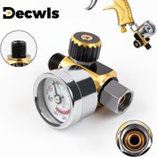 Resim DECWLS 1 adet Profesyonel Metal Hava Basıncı Regülatörü, Manometre ile, G1/4 Arayüzü, Alüminyum Alaşım, Araç Boya Püskürtme Tabancası ve Ev Kullanımı için, Çeşitli Püskürtme Tabancaları ve Pnömatik Aletlerle Uyumlu 