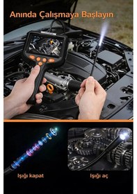 Resim Vothoon Monitörlü Tek Kameralı 5 Mt Sert Kablo Yılan Endoskop Kamera 5,5 Mm 4.3 Inc Ekran Ip67 Su Geçirmez 