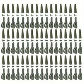 Resim 50 Set Mini Kurşun Klips & Kuyruk Lastikleri Konik Sazan Balıkçılık Takımı Aksesuarları 