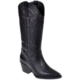 Resim pullman Hakiki Deri İşlemeli Western Kadın Çizme PLM-011 SİYAH 