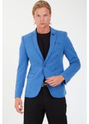 Resim Sposo 5106 Dar Kalıp Yarım Astarlı İndigo Erkek Blazer Ceket Mavi 