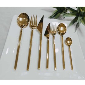 Resim Titanyum 84 Parça Çatal Kaşık Bıçak Seti Efes Gold 