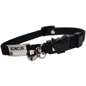 Resim Güvenlik Kilitli İsimli Kedi Tasması, Kedi Tasması Siyah Renk 