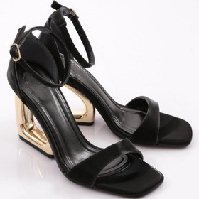 Resim Dgn 2427 Kadin Topuğu Delik Abiye Ayakkabi 2427-2219-R6994 Siyah 