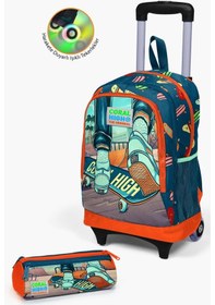 Resim Coral High Kids Civit Neon Turuncu Kaykay Desenli Çekçekli 2'li Çanta Seti Set0223923 