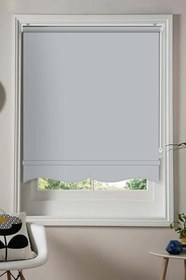 Resim İthal Kalın Kumaş Stor Perde Etek Dilimli(Deniz Dalgası) Modern Perde(Alüminyum Kasa) İTHALSTR2, Gri, 30 x 30 