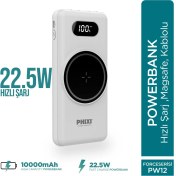 Resim Phixi Force PW12 10000mAh 22.5W MagSafe Kendinden Kablolu Şarj Cihazı - Kablosuz Powerbank - 1 USB 1 PD Port 4 Kablo Çıkışı - LED Ekran - Taşınabilir Şarj Cihazı 