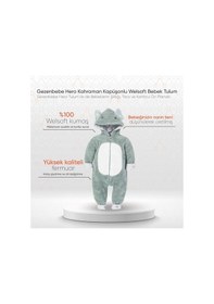 Resim Gezenbebe Hero Kahraman Kapüşonlu Welsoft Bebek Tulum Gri 