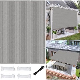 Resim Gölgelik Tenteler 1,1 x 2,7 m Su ve Nefes Alabilir Güneş Koruması Nefes Alabilir Tente Kuşgözü ile Dikdörtgen, Bahçe, Dış Mekan, Teras, Açık Gri 