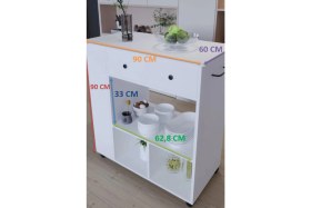 Resim Moka Park AVM Raflı Çekmeceli Pratik Tekerlekli Fonksiyonlu Mutfak Adası 