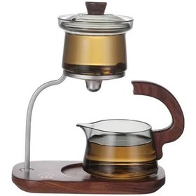 Resim Otomatik Manyetik Borosilikat Demlik Seti Renkli 