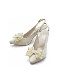 Resim Ispartalılar 6513 Fiyonklu Taşlı 9cm Kadın Topuklu Ayakkabı Abiye Düğün Nişan Ayakkabısı Bej 