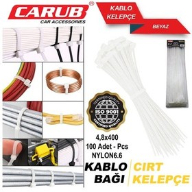 Resim Carup Kablo Bağı Plastik Cırt Kelepçe 4.8x400 Beyaz 