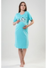 Resim Vienetta Kadın Kısa Kol Turkuaz Hamile Tunik C7t1n0402 001 