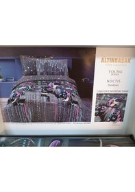 Resim Altınbaşak %100 Pamuk Tek Kişilik Nevresim Takımı Noctıs Shadows 