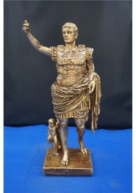 Resim Sezar Augustus Roma İmparatoru Heykeli - 33 Cm Dekoratif Biblo, Ev & Ofis Hediyelik Aksesuar Altın 