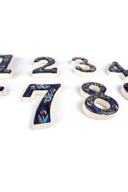 Resim Yılmazel 3 Renk Seçenekli El Yapımı Seramik Kapı Numarası, Kapı Numaraları 4 Lacivert 