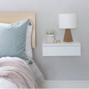 Resim vDecorr Volador Yatak Başı Komodin Beyaz Lake Duvara Monte Tek Çekmeceli 