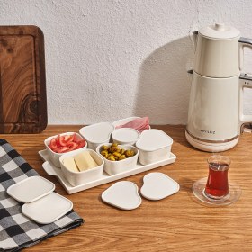 Resim Özbience 15 Parça Oval Kahvaltılık Seti, Şık ve Kullanışlı Sunumlar Için 