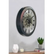 Resim Bahat Salon Ofis Duvar Saati Gri Metal Çerçeve 36 cm 