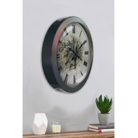 Resim Bahat Salon Ofis Duvar Saati Gri Metal Çerçeve 36 cm 