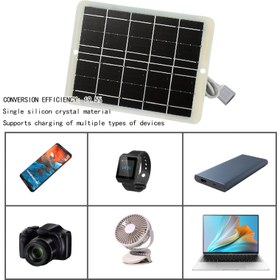 Resim Taşınabilir güneş paneli, 3W5V güneş şarj cihazı, USB portlu, monokristal silikon güneş paneli, taşınabilir güç kaynağı ve cep telefonları için uygun, kampçılık, el fenerleri, spor kameralar ve küçük fanlar için ideal seçim 
