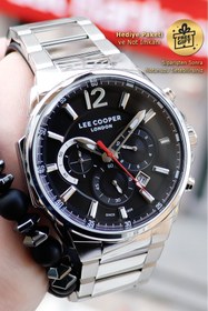 Resim Lee Cooper Gümüş Beyazkasa Kordon Siyah Kadran Kronometreli Takvimli Erkek Kol Saati Lc07067.350 