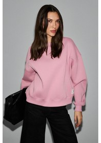 Resim Grimelange Serenya Kadın Pamuklu Etiket Detaylı Bisiklet Yaka Pembe Sweatshirt Pembe 
