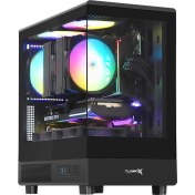 Resim TURBOX AURA 3x Argb Fan USB 3.0 500w mATX Panaromik Temperli Gaming Kasa Siyah 
