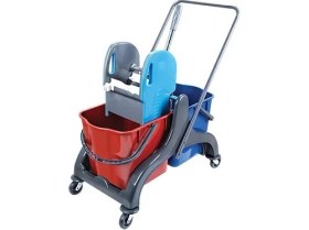 Resim Omnisoft UCTM-CK750 Plastik Taşıyıcı Plastik Pres Çift Kovalı Temizlik Arabası 