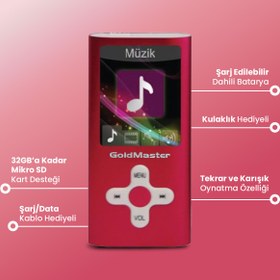 Resim GoldMaster Mp3-224 8 Gb Mp3 Player Kırmızı 