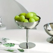 Resim 1 adet Şık Tabanlı Paslanmaz Çelik Dondurma Kasesi - Tatlılar, Meyveler, Salatalar ve Pudingler için Mükemmel - Restoranlar ve Ev Kullanımı için Dekoratif Metal Gıda Kapları, Restoran Mutfak Eşyaları | Modern Tatlı Kasesi | Yüksek Kaliteli Kase 