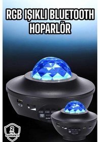 Resim Projektör Yıldız Gece Lambası Disko Topu Bluetooth Bağlantılı Taşınabilir Şarjlı 