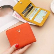 Resim Her Gün Rahatlık - Kadınlar için Kompakt Hakiki Deri Cüzdan - Şık Turuncu Katlanabilir Bozuk Para Cüzdanı, Çoklu Kart Yuvaları, Minimalist Tasarım, Çıtçıt Kapatma ve Kabartmalı Geyik Başlı Logolu, Küçük Cüzdan 