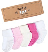 Resim Katia & Bony 5'li Paket Yenidoğan Organik Bebek Çorap Pembe/beyaz 