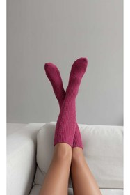 Resim LAGRANZE Cozy Line Premium Kadın Diz Üstü Jakarlı Çorap 