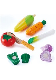 Resim Ahşap Mutfak Evcilik Oyuncağı Sebze Kesme Seti 