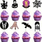 Resim Çarşamba Halloween El Kale Örümcek Ağı Pasta İçine Yerleştirme Kartı Halloween Temalı Parti Süsleme İçine Yerleştirme Kartı 
