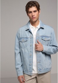 Resim Colin's Colins Regular Fit Düğmeli Astarsız Erkek Light İndigo Denim Ceket Cl1081103 Q1.v1 Dn45004 