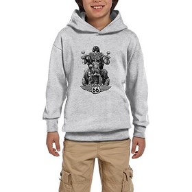 Resim Route66 Motobike Gri Çocuk Kapşonlu Sweatshirt - 7-8 Yaş / Gri 