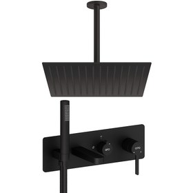 Resim GPD Siyah Ankastre Duş & Banyo Bataryası Seti – Tavandan 300x300 Kare Tepe Duşlu Kombin Paket (MKA165-S, ADS21-S) 