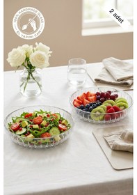 Resim Selen Concept Sieana Model El Yapımı Cam Salata Ve Meyve Kasesi 2'li Set Şeffaf 