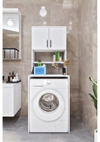 Resim Ases Mobilya Esl0231 Çamaşır Makinesi Dolabı Banyo Dolabı Beyaz-safir Meşe Beyaz 