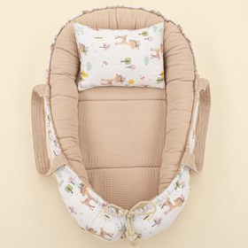 Resim Babynest ve Yastık - Çift Taraflı - Bej Waffle - Ceylan 