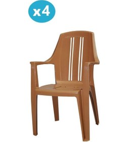 Resim Omnipazar Mt-gf139 Orbita Plastik Bahçe Balkon Koltuk Sandalye 4'lü Set Kahverengi 