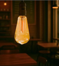 Resim Çizgili Armut Tasarım E27 Rustik Ampul Vintage Amber Kırılmaz Plastik Gövde 